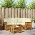 Outdoor-Sofagarnitur mit Kissen 5 pcs Natur und Creme