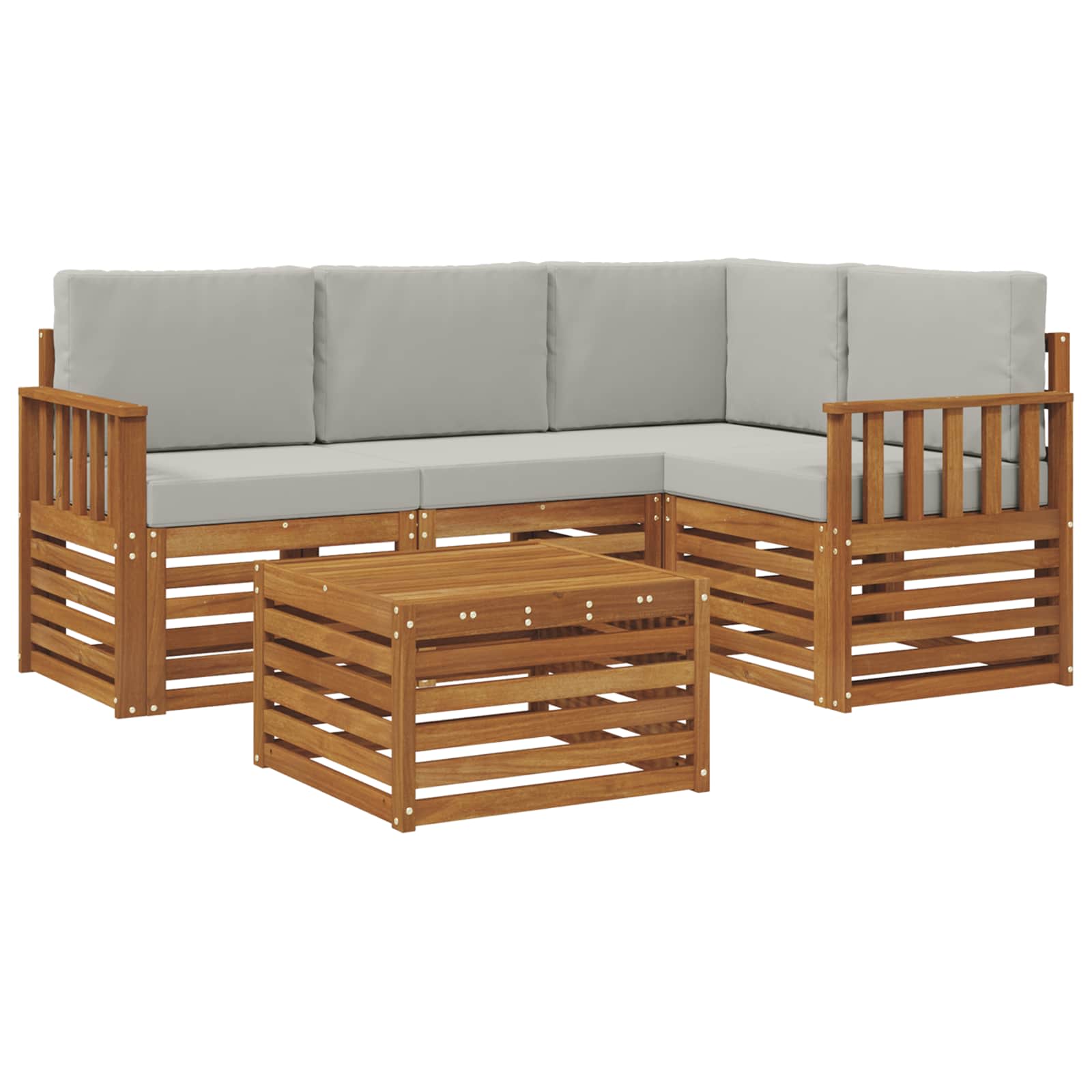 Outdoor-Sofagarnitur mit Kissen 5 pcs Natürlich und Hellgrau
