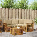 Outdoor-Sofagarnitur mit Kissen 5 pcs Natur und Beige