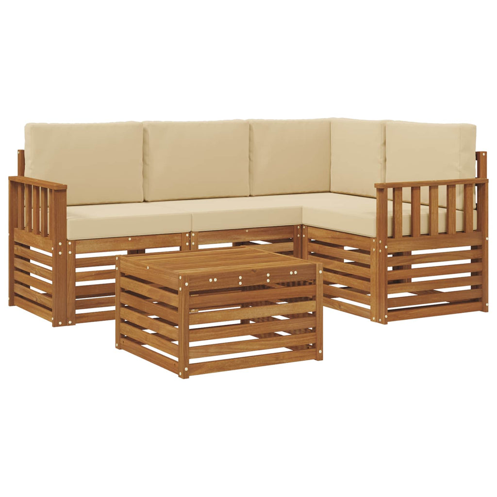 Outdoor-Sofagarnitur mit Kissen 5 pcs Natur und Beige