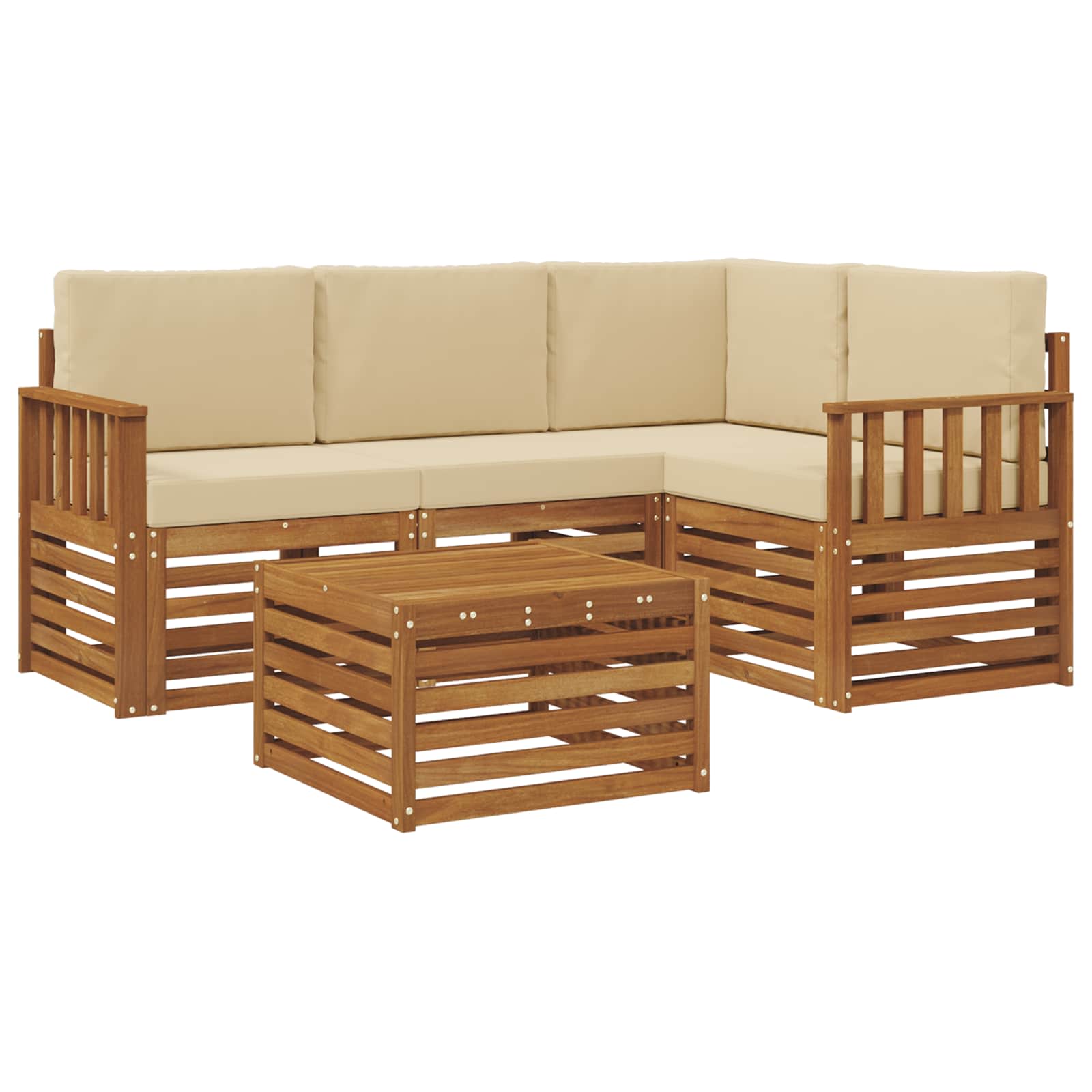 Outdoor-Sofagarnitur mit Kissen 5 pcs Natur und Beige