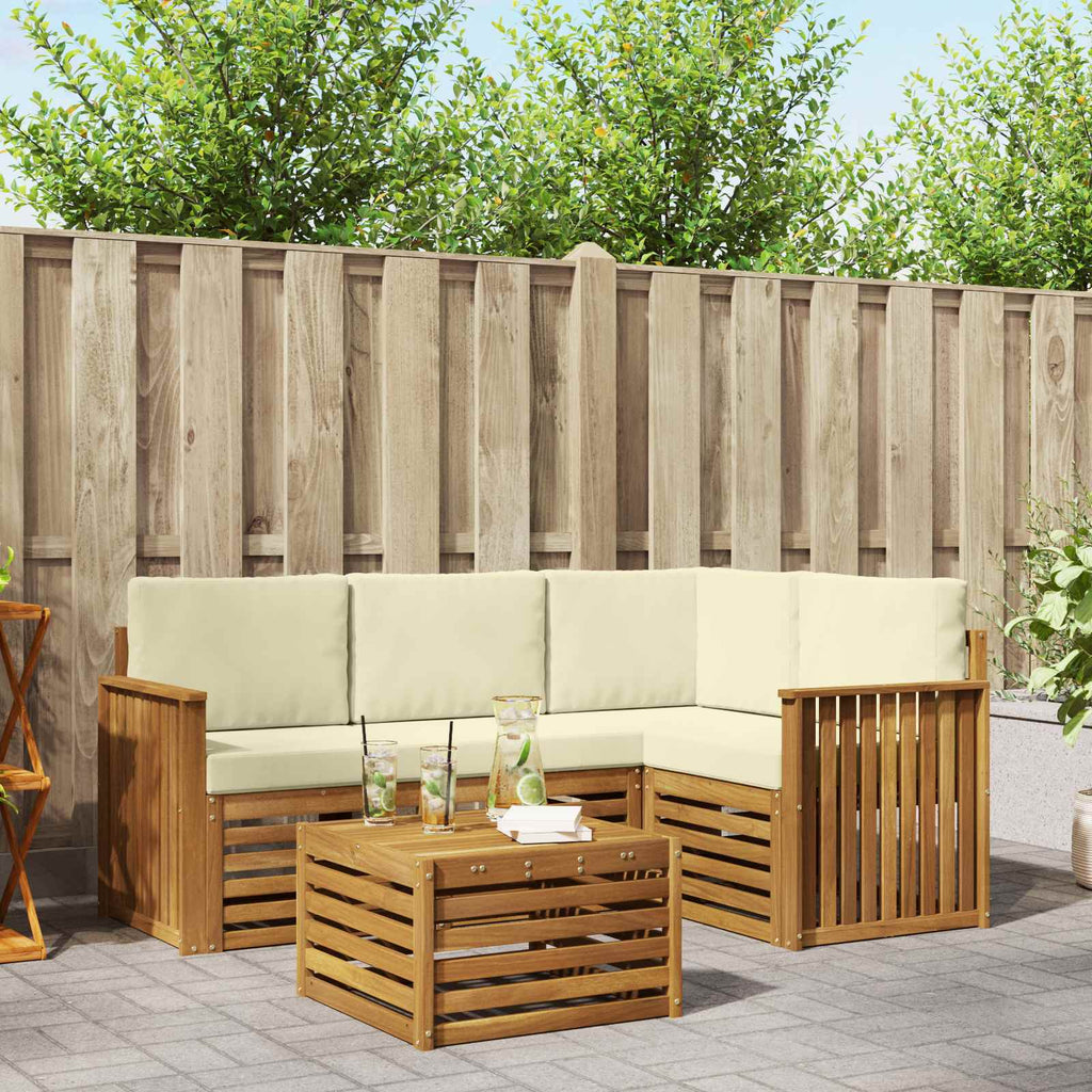 Outdoor-Sofagarnitur mit Kissen 5 pcs Natur und Creme