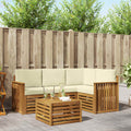 Outdoor-Sofagarnitur mit Kissen 5 pcs Natur und Creme