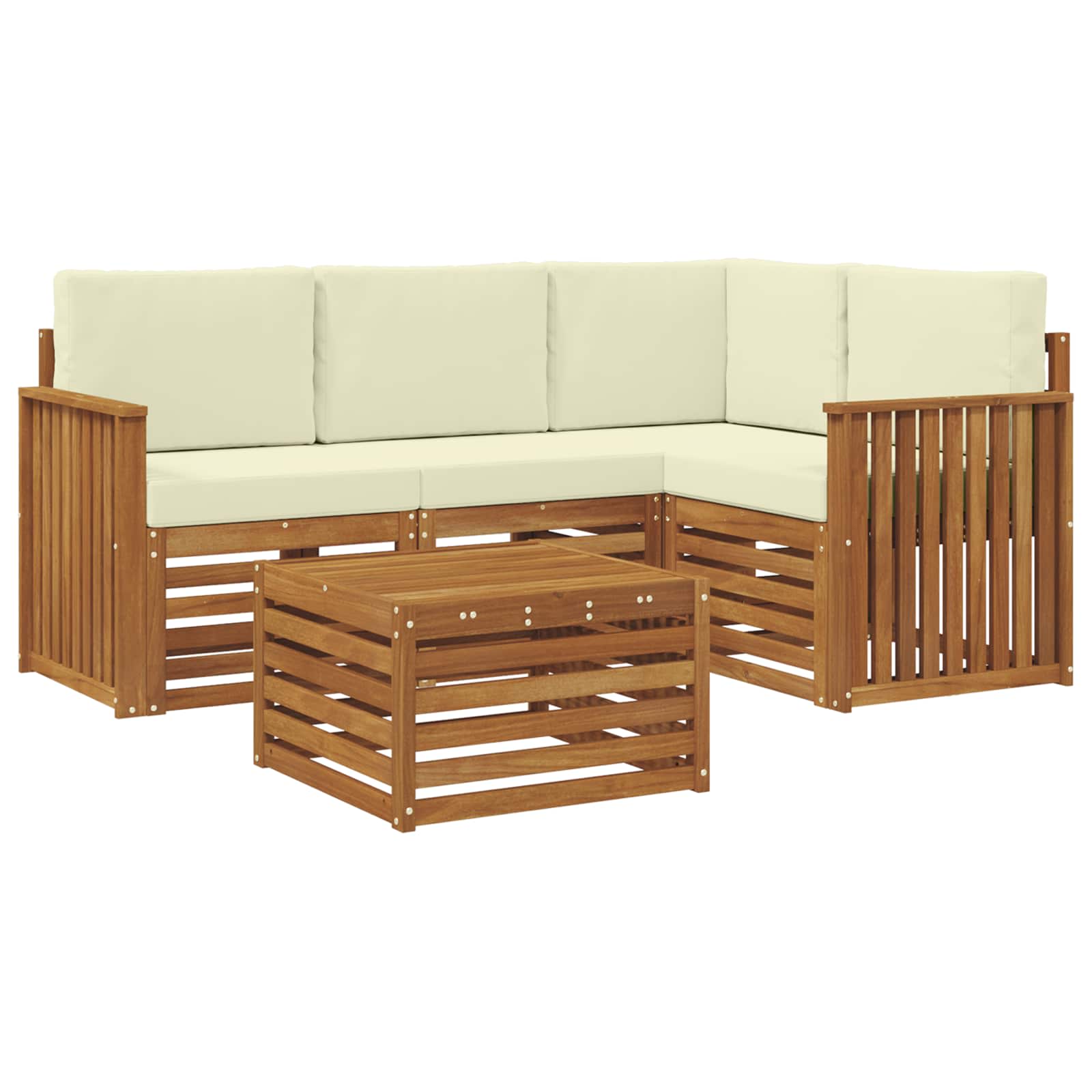 Outdoor-Sofagarnitur mit Kissen 5 pcs Natur und Creme