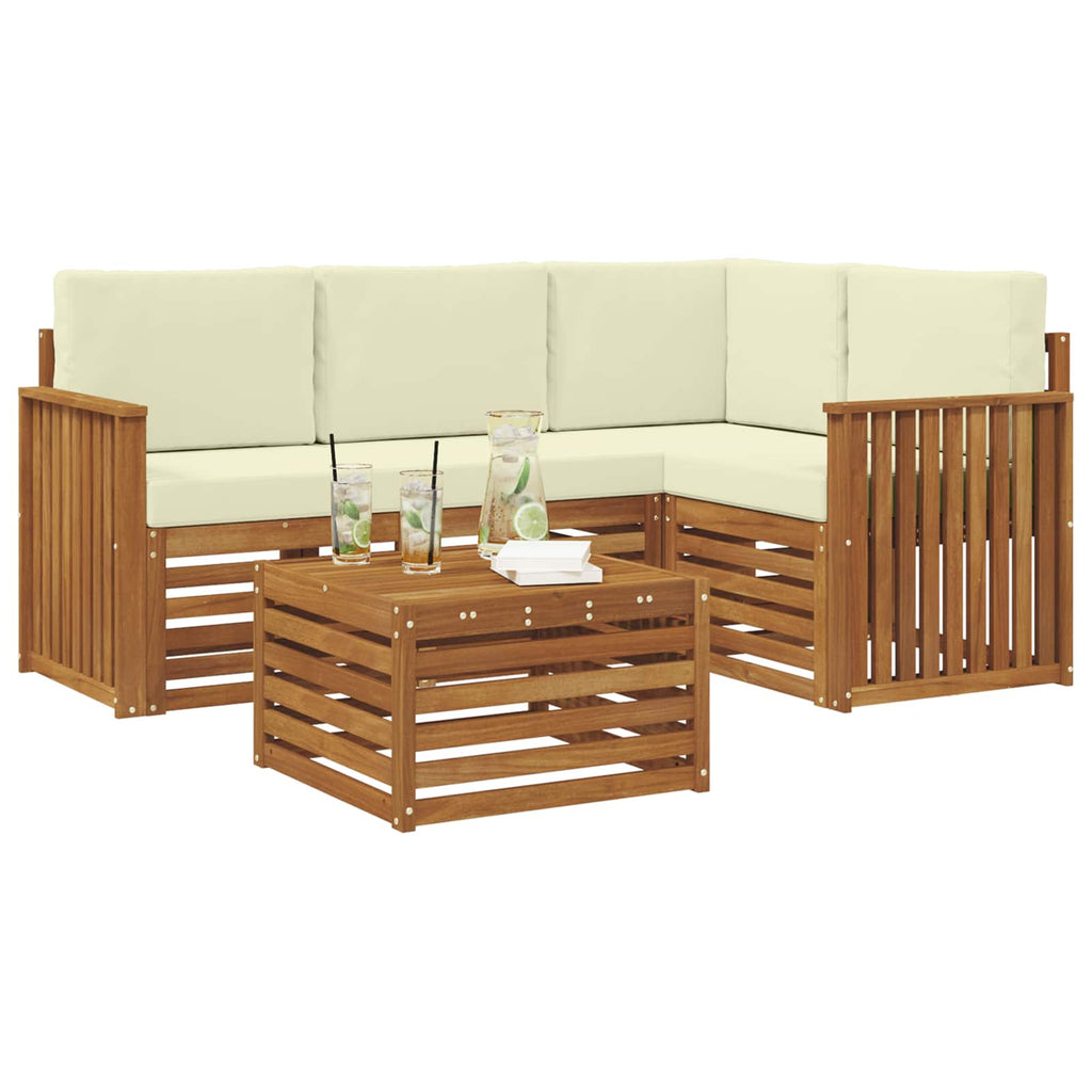 Outdoor-Sofagarnitur mit Kissen 5 pcs Natur und Creme