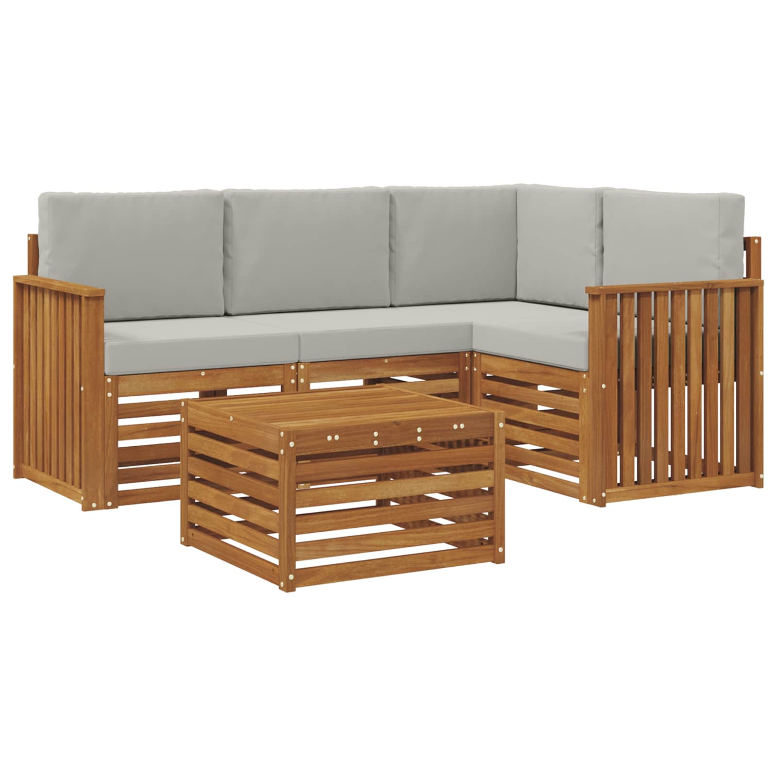 Outdoor-Sofagarnitur mit Kissen 5 pcs Natürlich und Hellgrau