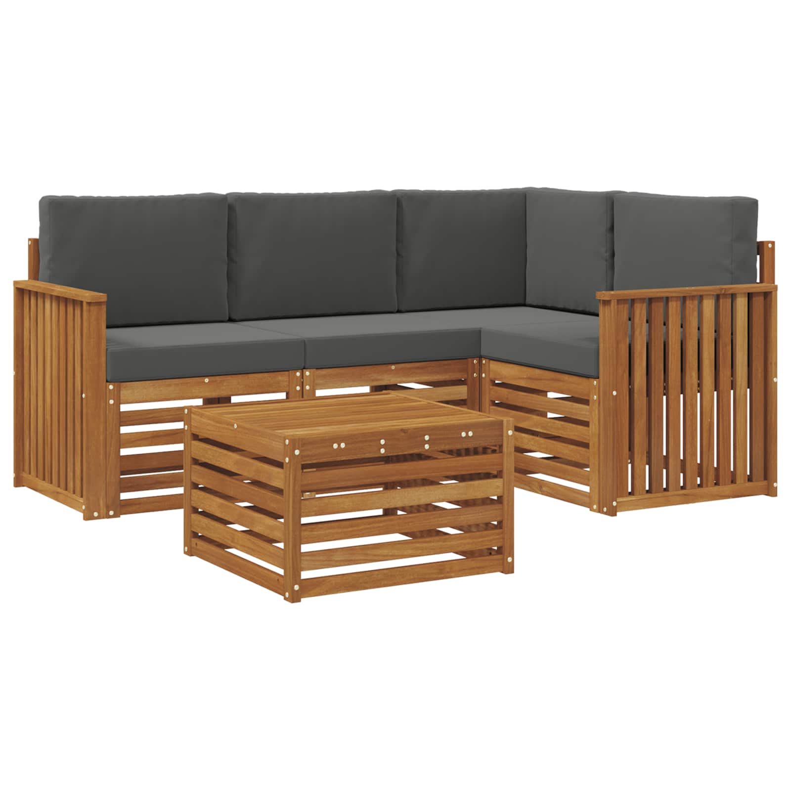 Outdoor-Sofagarnitur mit Kissen 5 pcs Natur und Anthrazit