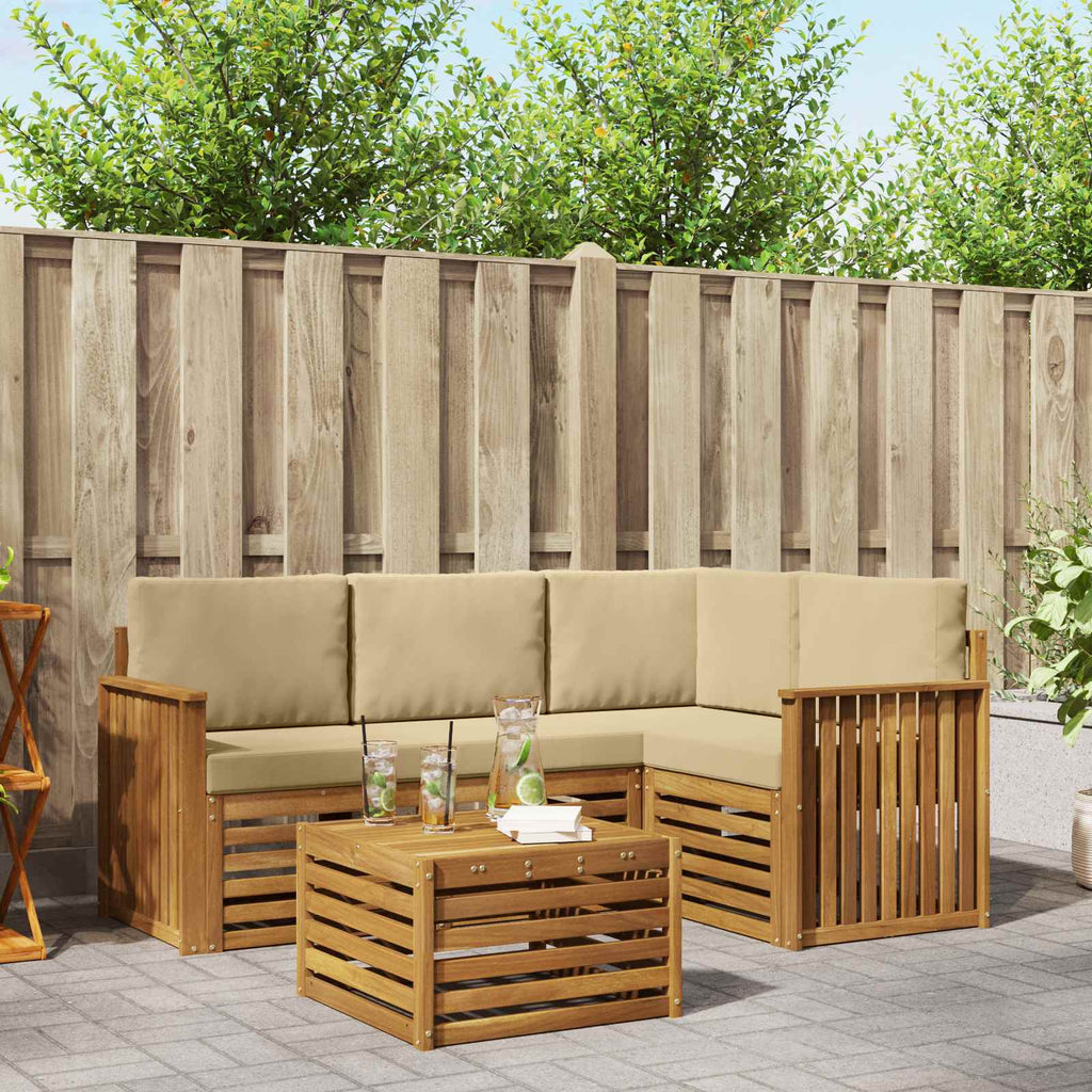 Outdoor-Sofagarnitur mit Kissen 5 pcs Natur und Beige