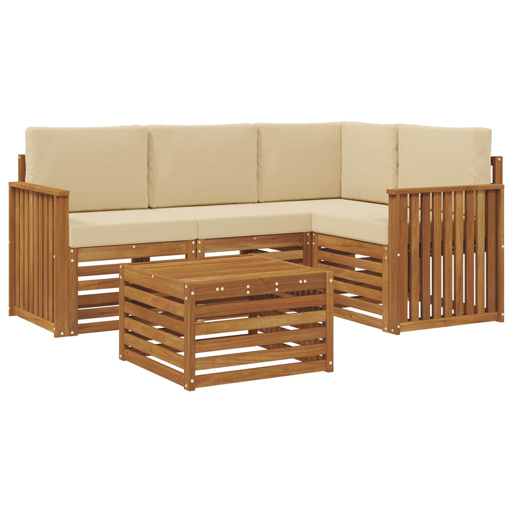 Outdoor-Sofagarnitur mit Kissen 5 pcs Natur und Beige