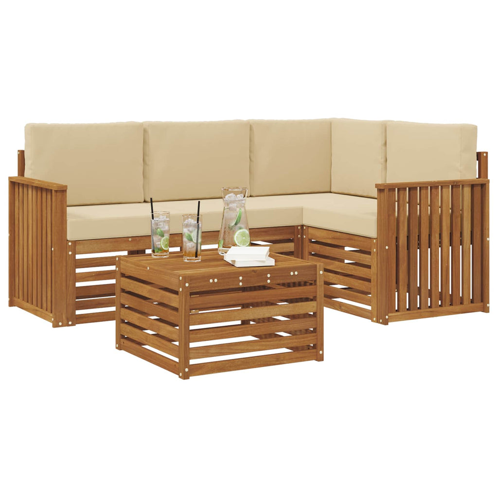 Outdoor-Sofagarnitur mit Kissen 5 pcs Natur und Beige