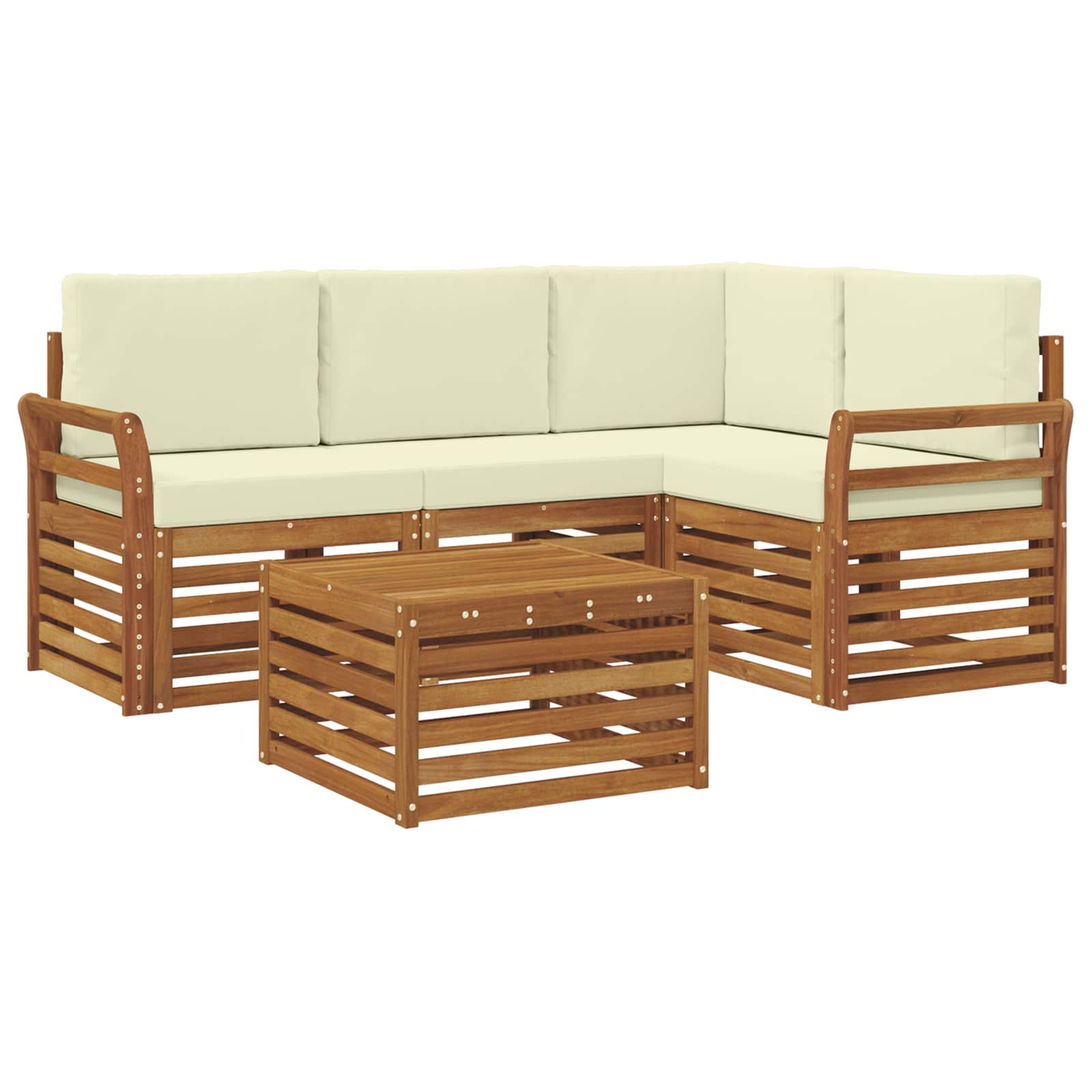Outdoor-Sofagarnitur mit Kissen 5 pcs Natur und Creme