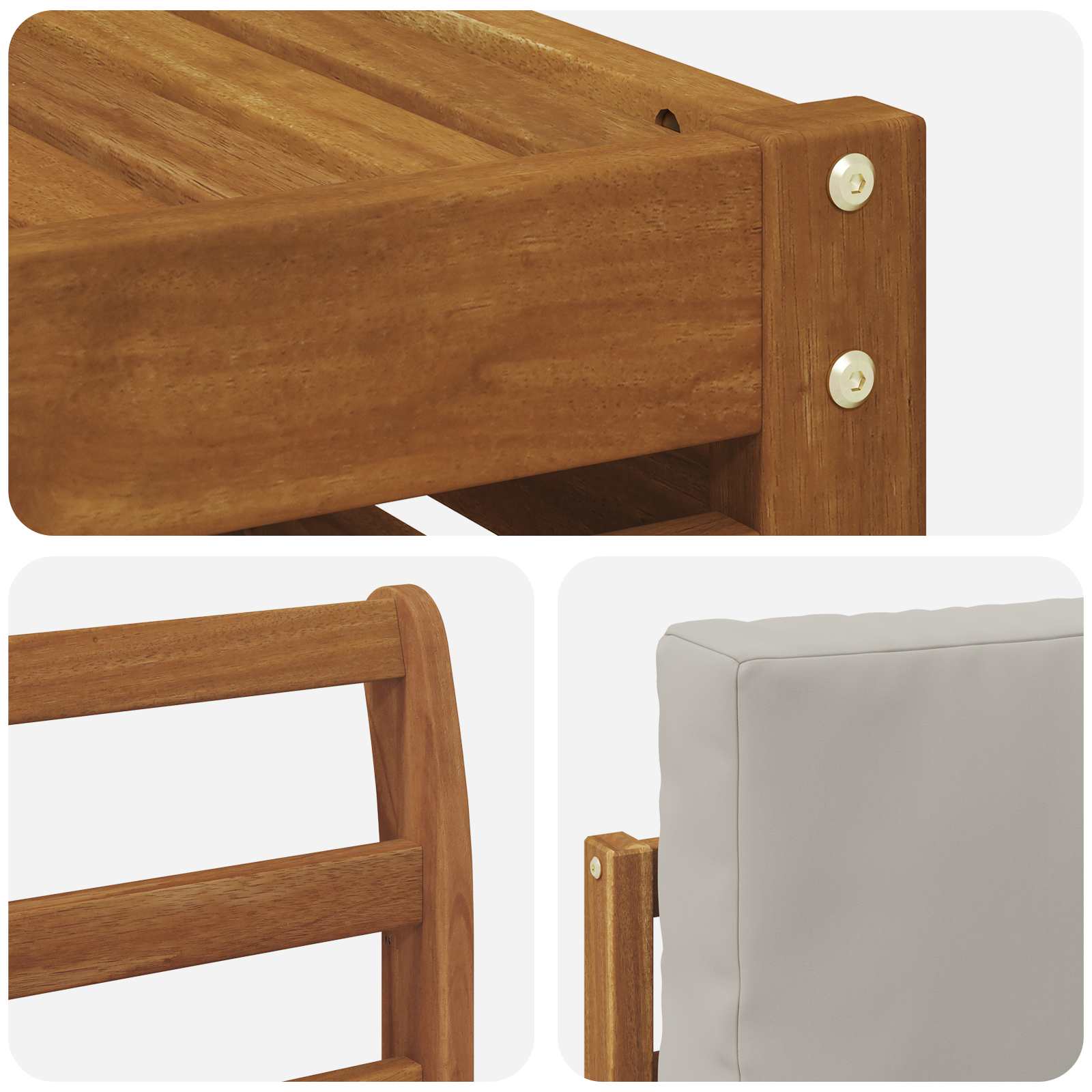 Outdoor-Sofagarnitur mit Kissen 5 pcs Natürlich und Hellgrau