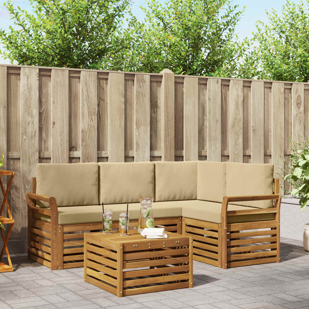 Outdoor-Sofagarnitur mit Kissen 5 pcs Natur und Beige