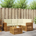 Outdoor-Sofagarnitur mit Kissen 5 pcs Natur und Creme