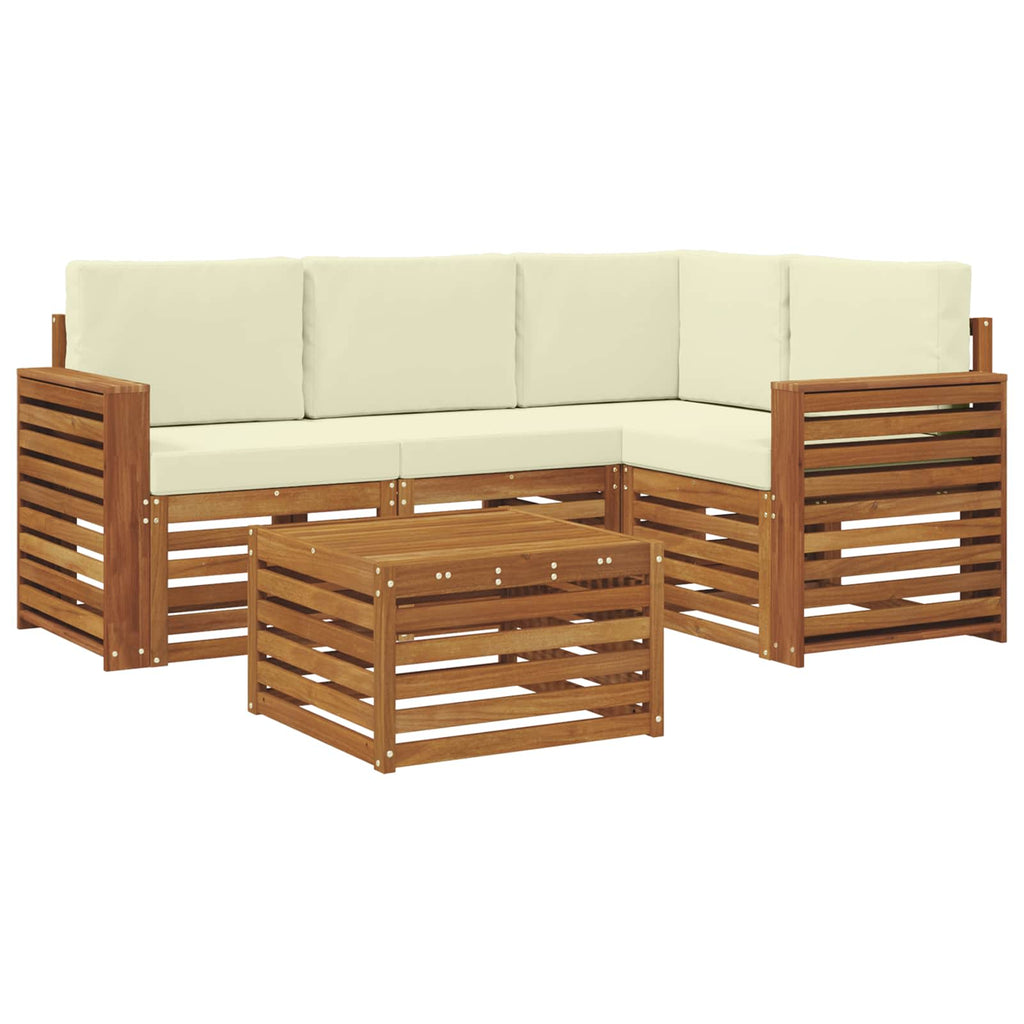 Outdoor-Sofagarnitur mit Kissen 5 pcs Natur und Creme