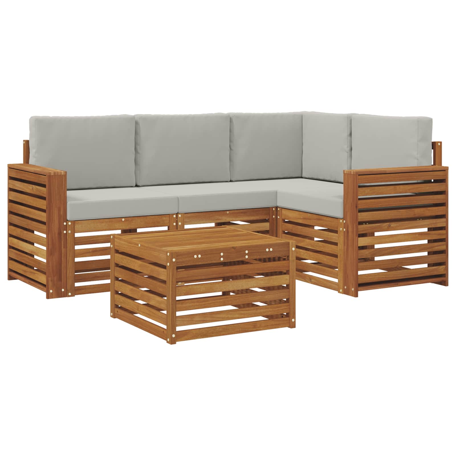 Outdoor-Sofagarnitur mit Kissen 5 pcs Natürlich und Hellgrau