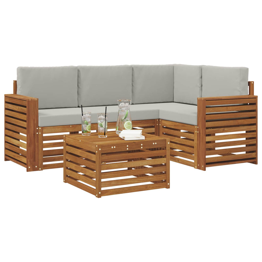 Outdoor-Sofagarnitur mit Kissen 5 pcs Natürlich und Hellgrau
