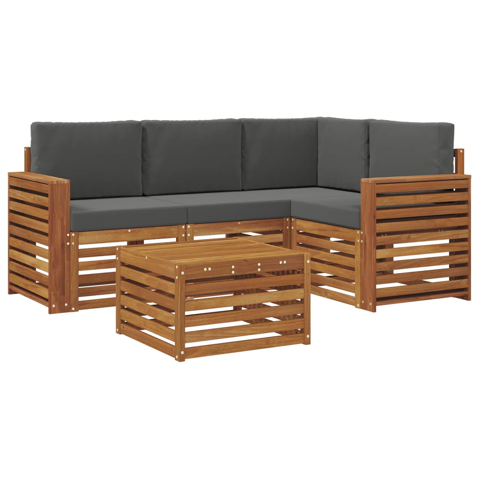 Outdoor-Sofagarnitur mit Kissen 5 pcs Natur und Anthrazit