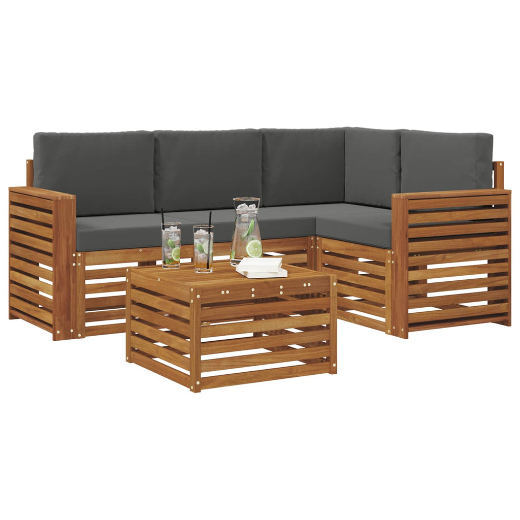 Outdoor-Sofagarnitur mit Kissen 5 pcs Natur und Anthrazit