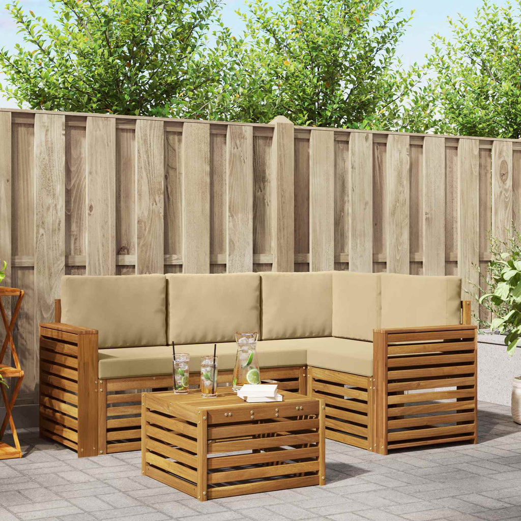 Outdoor-Sofagarnitur mit Kissen 5 pcs Natur und Beige