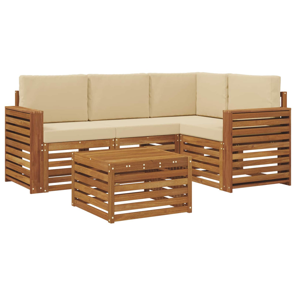 Outdoor-Sofagarnitur mit Kissen 5 pcs Natur und Beige