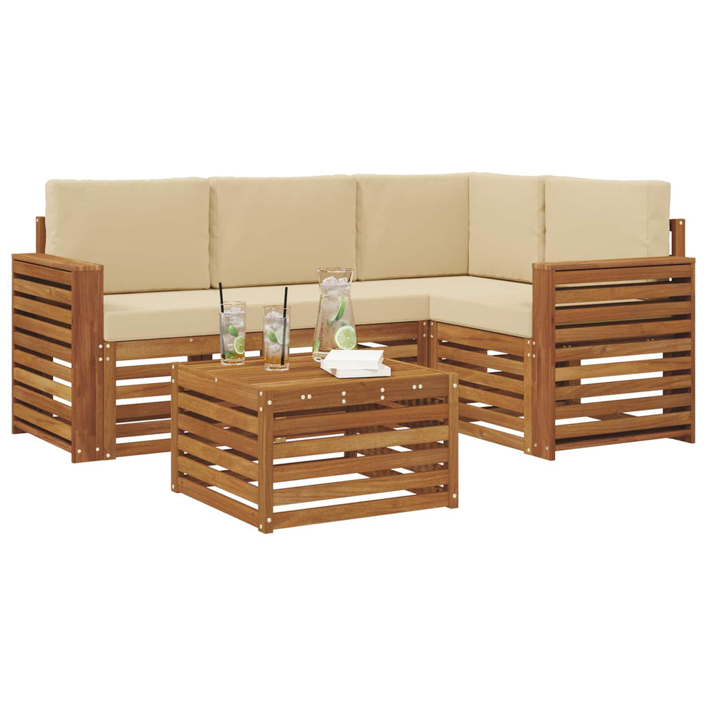Outdoor-Sofagarnitur mit Kissen 5 pcs Natur und Beige