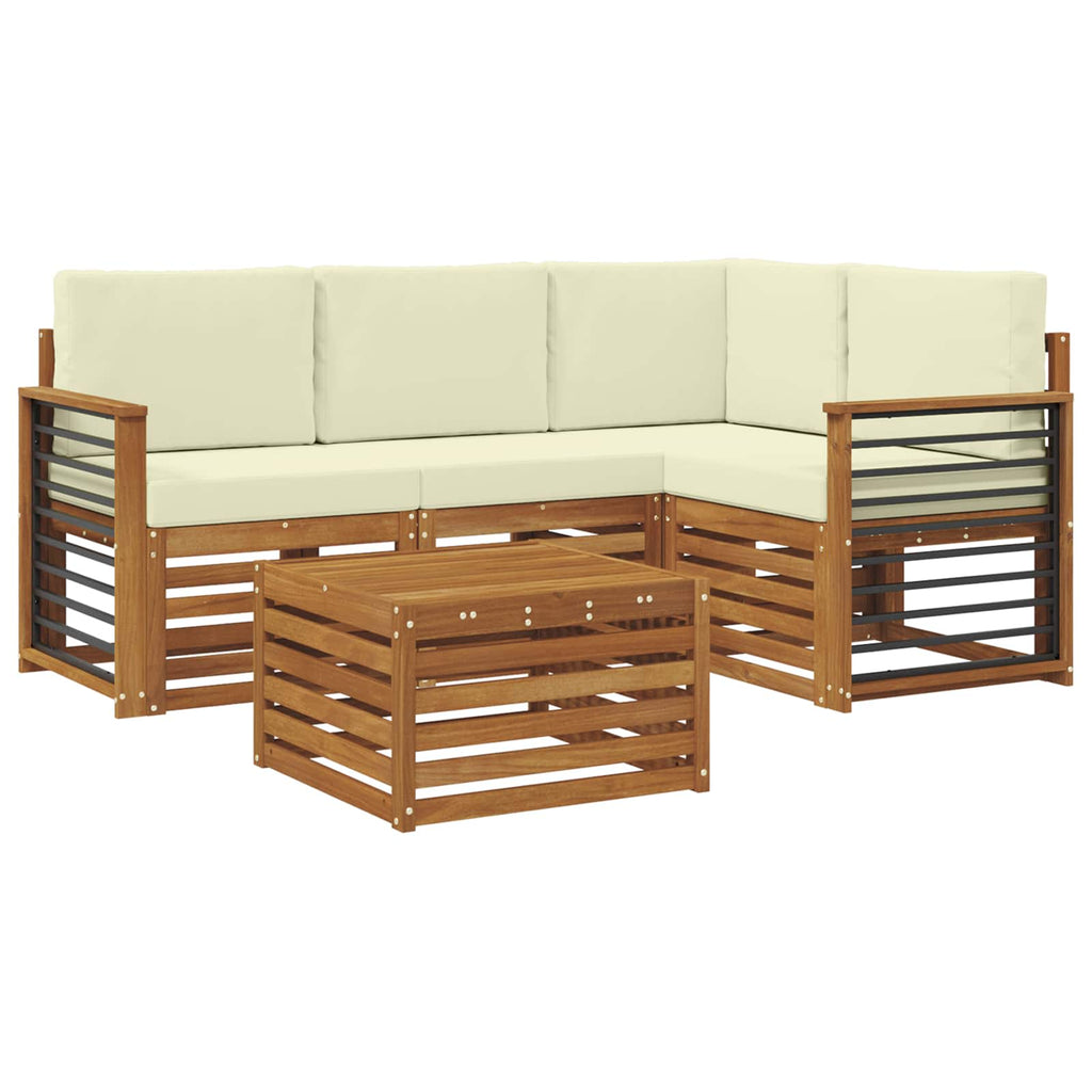 Outdoor-Sofagarnitur mit Kissen 5 pcs Natur und Creme