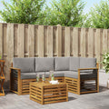 Outdoor-Sofagarnitur mit Kissen 5 pcs Natürlich und Hellgrau
