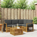 Outdoor-Sofagarnitur mit Kissen 5 pcs Natur und Anthrazit