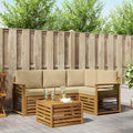 Outdoor-Sofagarnitur mit Kissen 5 pcs Natur und Beige