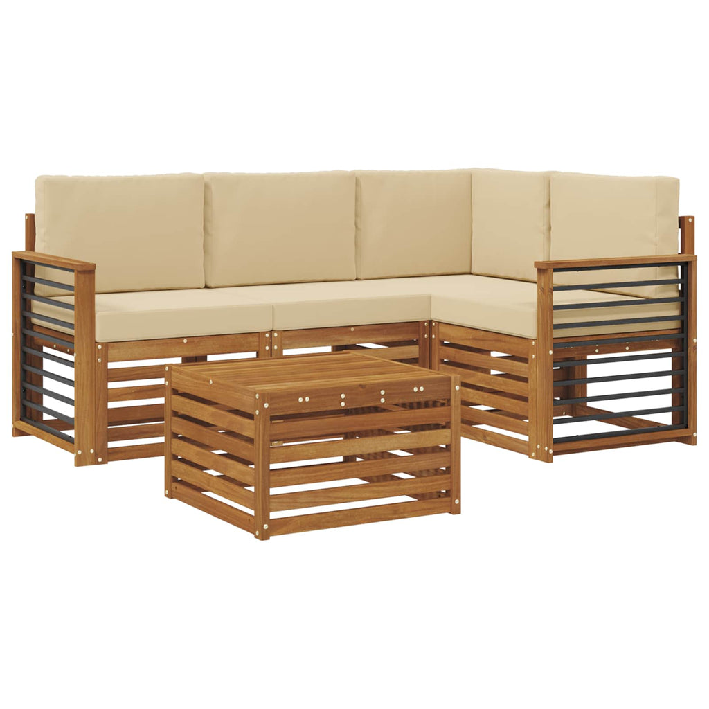 Outdoor-Sofagarnitur mit Kissen 5 pcs Natur und Beige