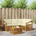 Outdoor-Sofagarnitur mit Kissen 5 pcs Natur und Creme