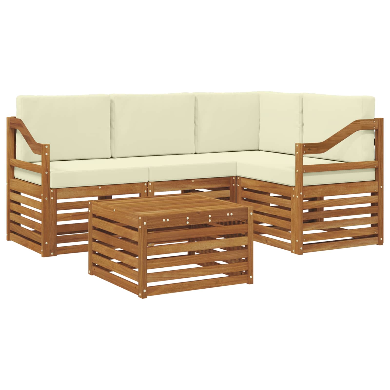 Outdoor-Sofagarnitur mit Kissen 5 pcs Natur und Creme