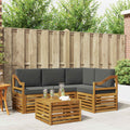 Outdoor-Sofagarnitur mit Kissen 5 pcs Natur und Anthrazit