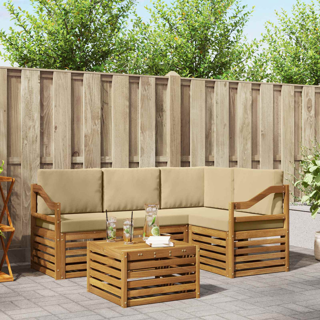 Outdoor-Sofagarnitur mit Kissen 5 pcs Natur und Beige