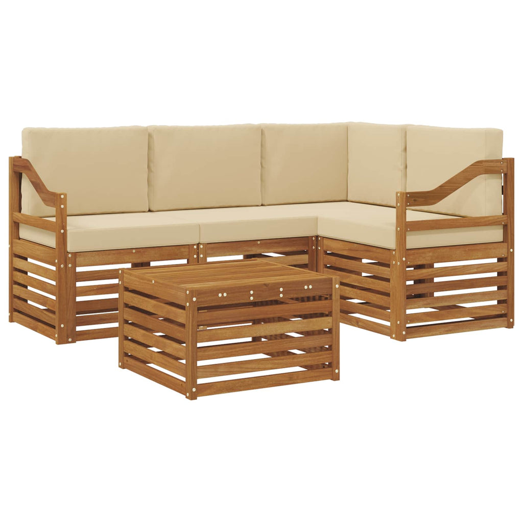Outdoor-Sofagarnitur mit Kissen 5 pcs Natur und Beige