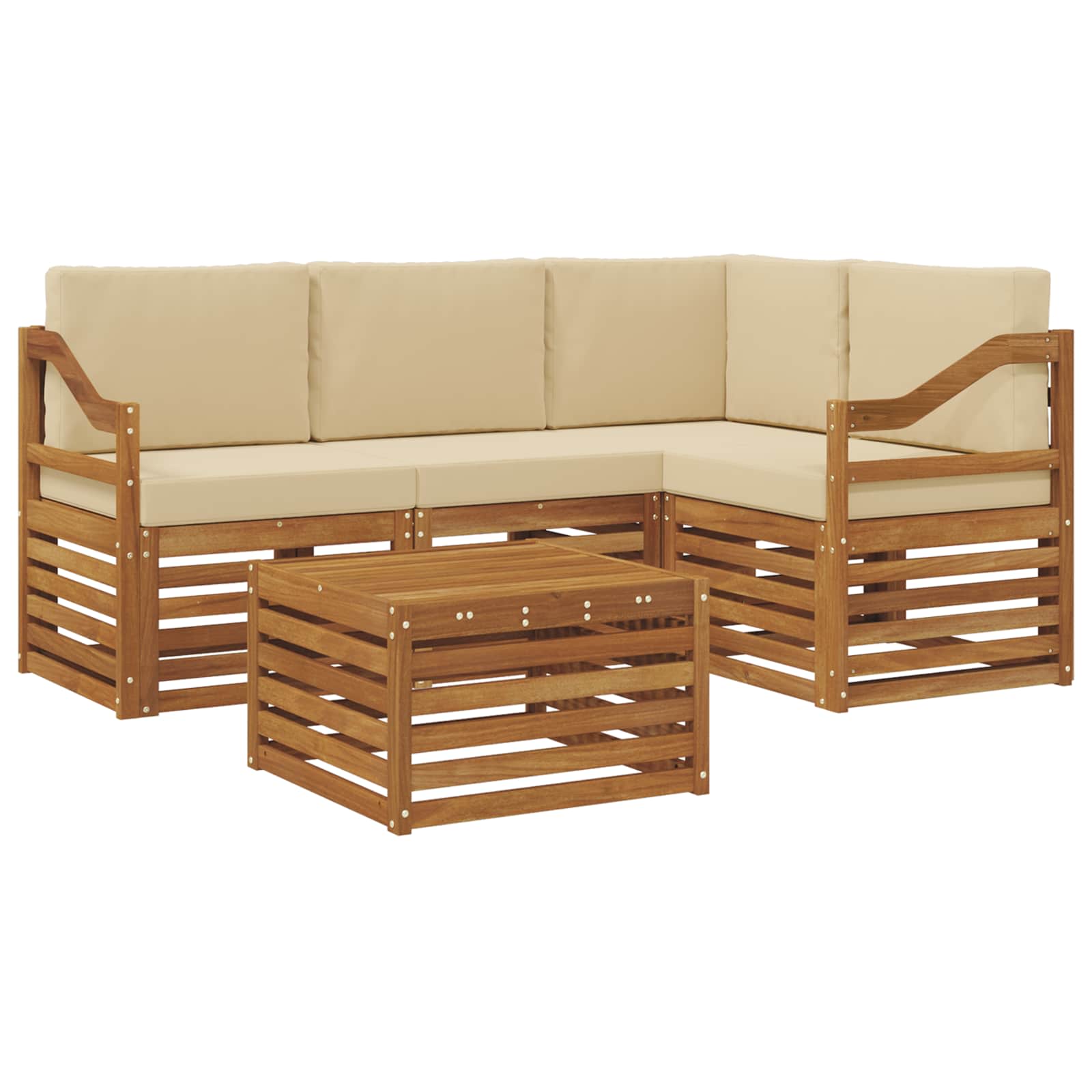 Outdoor-Sofagarnitur mit Kissen 5 pcs Natur und Beige