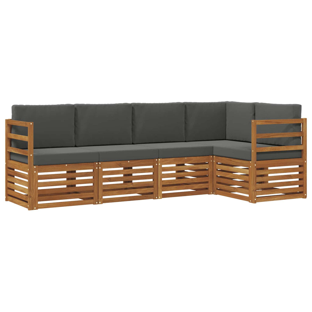 Ecksofa Set 5 pcs Natur und Anthrazit Massivholz Akazie
