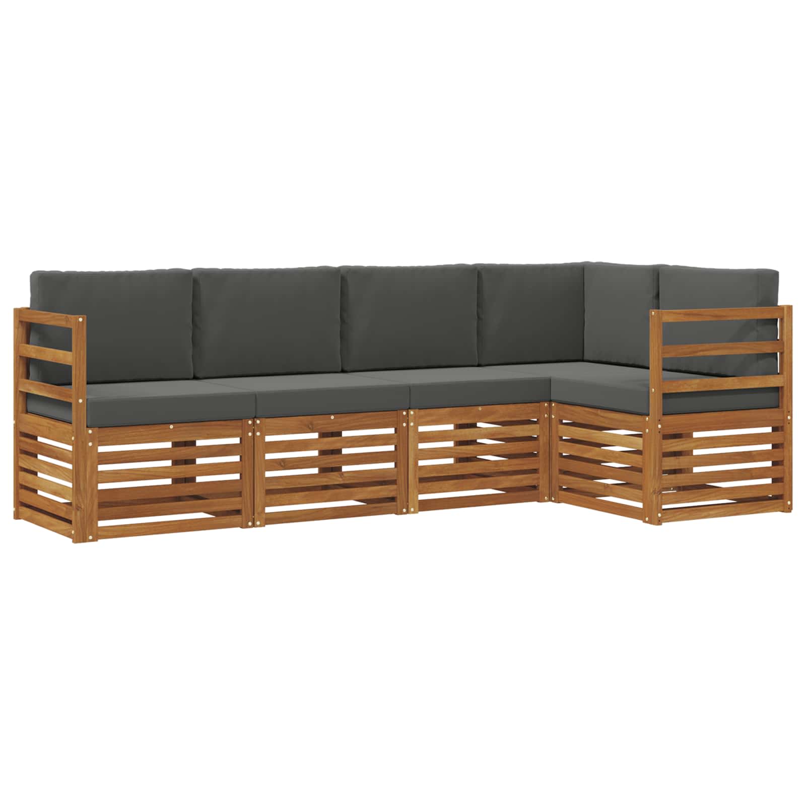 Ecksofa Set 5 pcs Natur und Anthrazit Massivholz Akazie