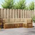 Ecksofa Set mit Kissen 5 pcs Natur und Beige Massivholz Akazie