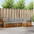 Ecksofa Set 5 pcs Natürlich und Hellgrau Massivholz Akazie