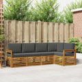 Ecksofa Set 5 pcs Natur und Anthrazit Massivholz Akazie