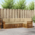 Ecksofa Set mit Kissen 5 pcs Natur und Beige Massivholz Akazie