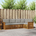 Ecksofa Set 5 pcs Natürlich und Hellgrau Massivholz Akazie