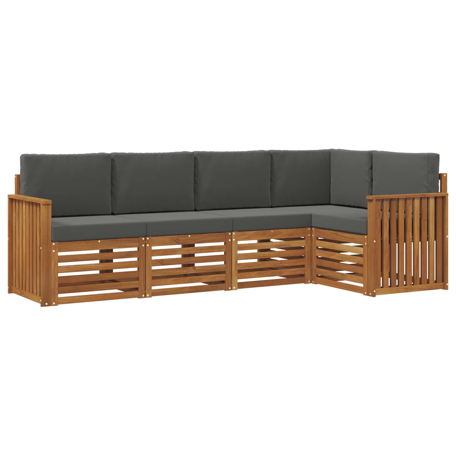 Ecksofa Set 5 pcs Natur und Anthrazit Massivholz Akazie