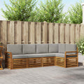 Ecksofa Set 5 pcs Natürlich und Hellgrau Massivholz Akazie