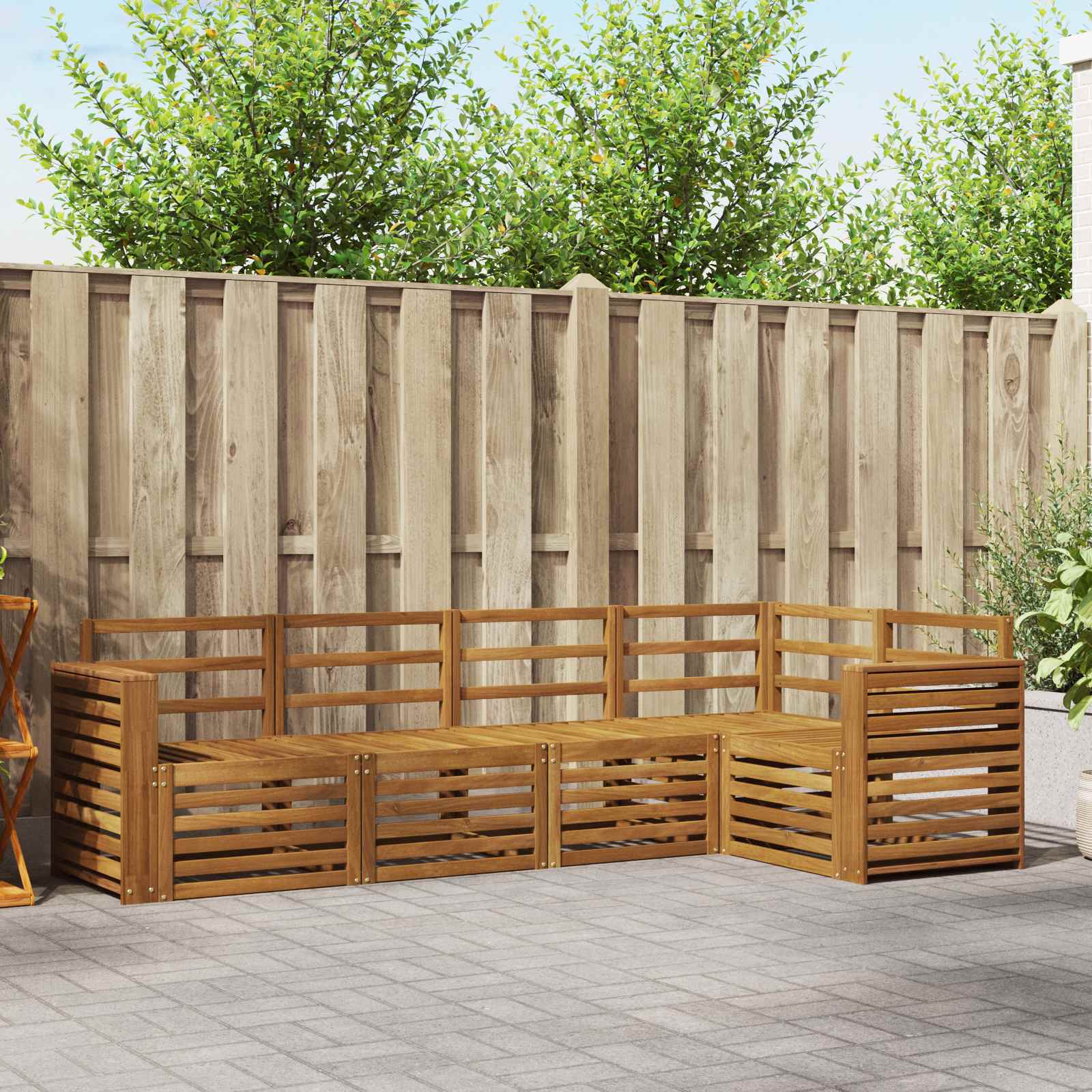 Ecksofa Set 5 pcs Natur Massivholz Akazie