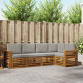 Ecksofa Set 5 pcs Natürlich und Hellgrau Massivholz Akazie