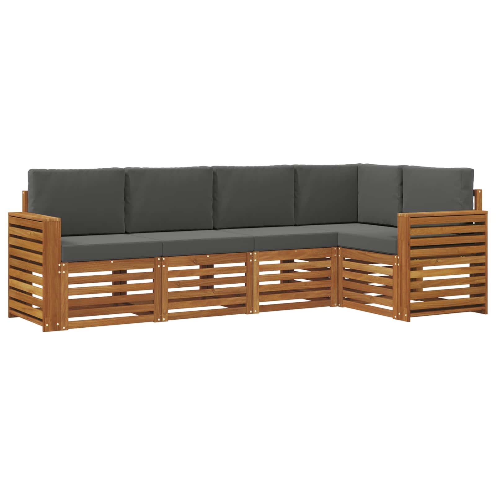 Ecksofa Set 5 pcs Natur und Anthrazit Massivholz Akazie
