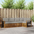 Ecksofa Set 5 pcs Natürlich und Hellgrau Massivholz Akazie
